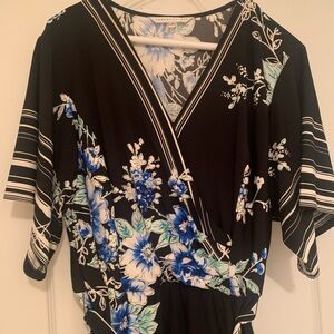 Plus size faux wrap midi dress